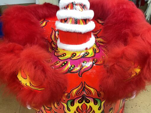Hong Kong Style Lion Dance Head/Tail (Style SL-12AD Red/Red) - Image 2