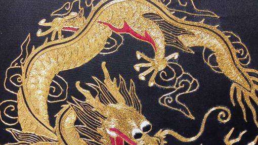 Handmade Round-gold Embroidery, Size 20-1/2 X 20-1/2(Dragon) (P-363)