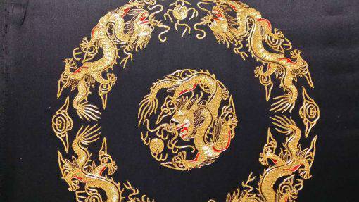 Handmade Round-gold Embroidery, Size 20-1/2 X 20-1/2 (Five Dragons) (P-368)