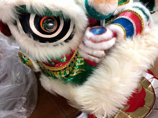 Hong Kong Style Lion Dance Head/Tail (Style SL-12AD Green/White) - Image 4