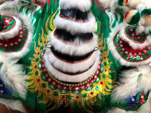 Hong Kong Style Lion Dance Head/Tail (Style SL-12AD Green/White) - Image 2