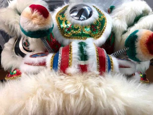 Hong Kong Style Lion Dance Head/Tail (Style SL-12AD Green/White)