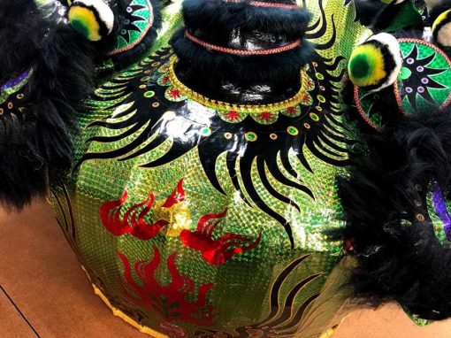 Hong Kong Style Lion Dance Head/Tail (Style SL-12AD Black/Green). - Image 2